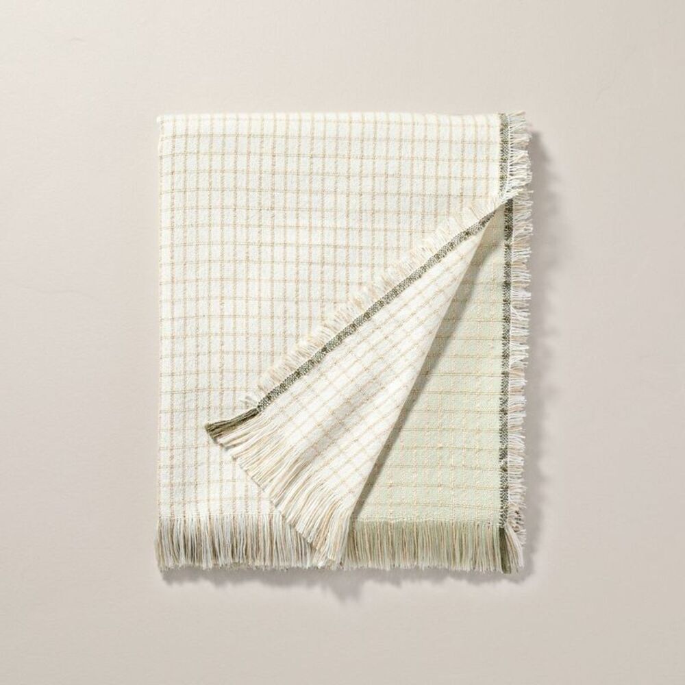 Colorblock Woven Throw Blanket Tan/Green - Hearth & Hand with Magnolia